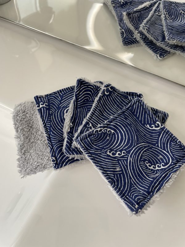 Carrés Démaquillants Vague Bleue– Zéro Déchet & Tout Doux ! 🌿✨